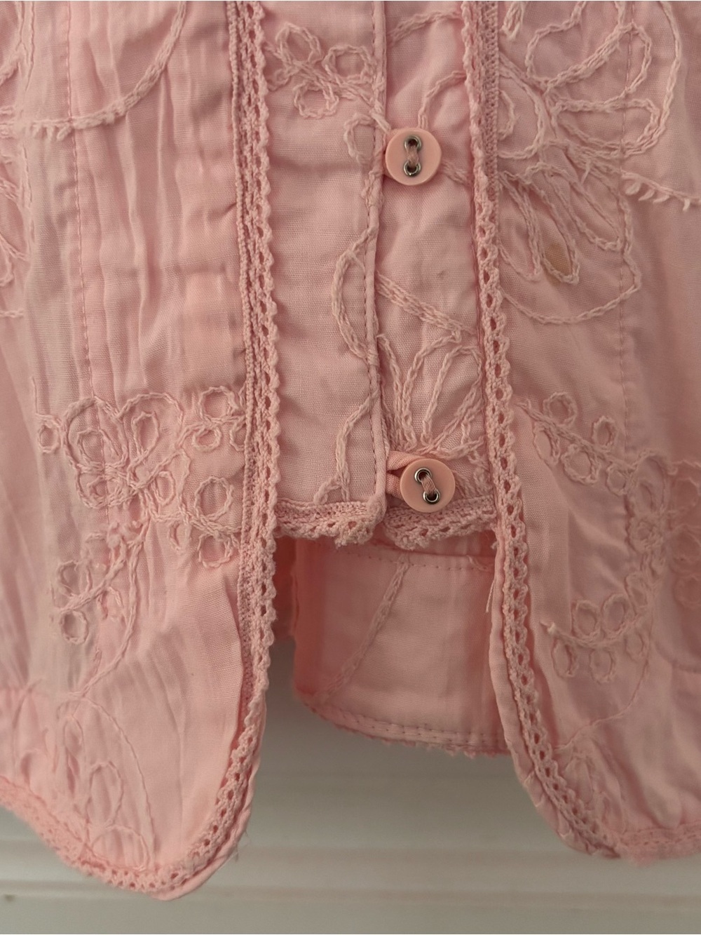 Christopher & Banks button front top  intricate floral embroidery XL pink - Picture 5 of 14